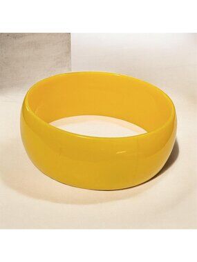 Vintage Yellow Bangle Bracelet Wide Made In  Western Germany